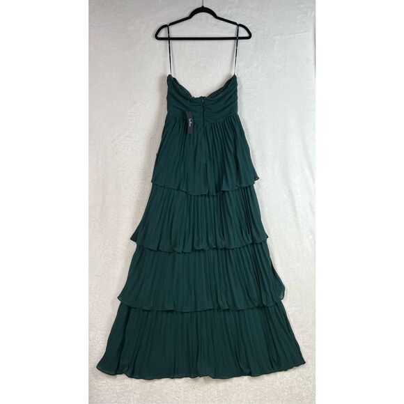 Lulus Seriously Sensational Emerald Strapless Tiered Maxi Dress Size L NWT - Picture 6 of 9
